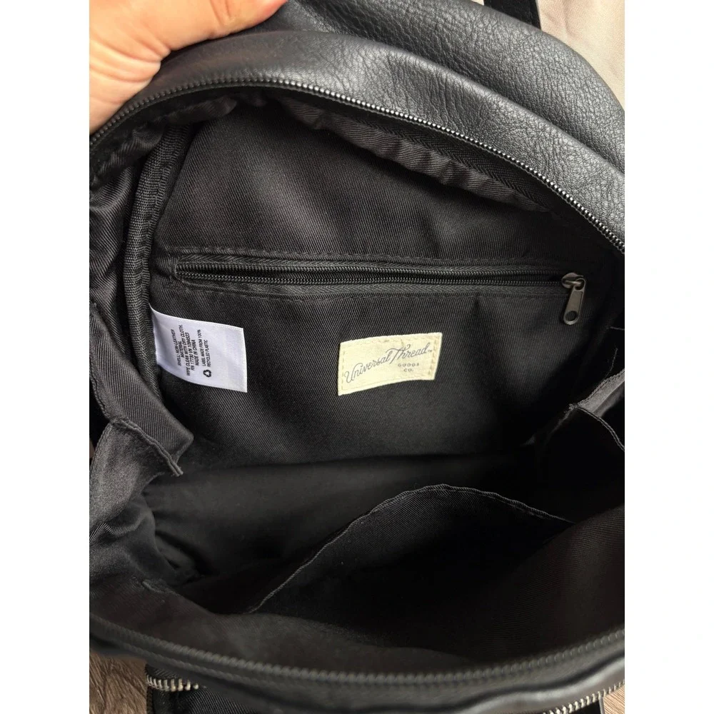 Universal Thread Black Pebbled Faux Leather Mini Backpack Dome Bag Adjustable